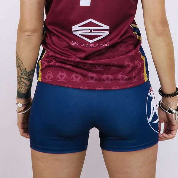 thumbnail rear view of woman lower body wearing volleyball tight shorts