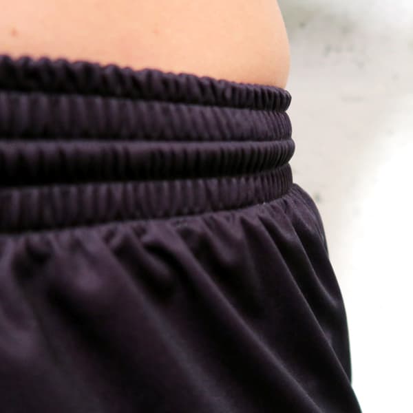 close-up view of a black shorts belt