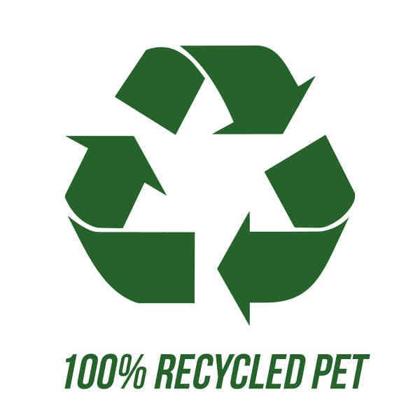 wit en groen 100% gerecycled pet logo