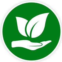 hand and plant logo on green background