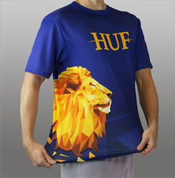 HUF blue sublimated jersey with a golden lion